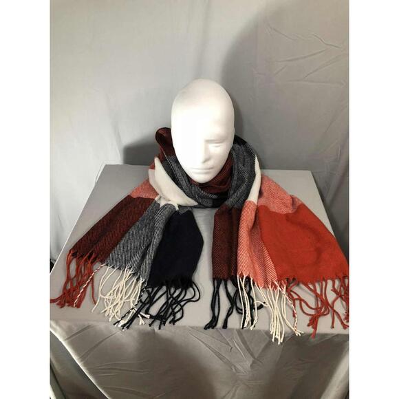 Multicolored Block Striped Plaid Soft Winter Wrap Style Acrylic Scarf - Picture 2 of 3